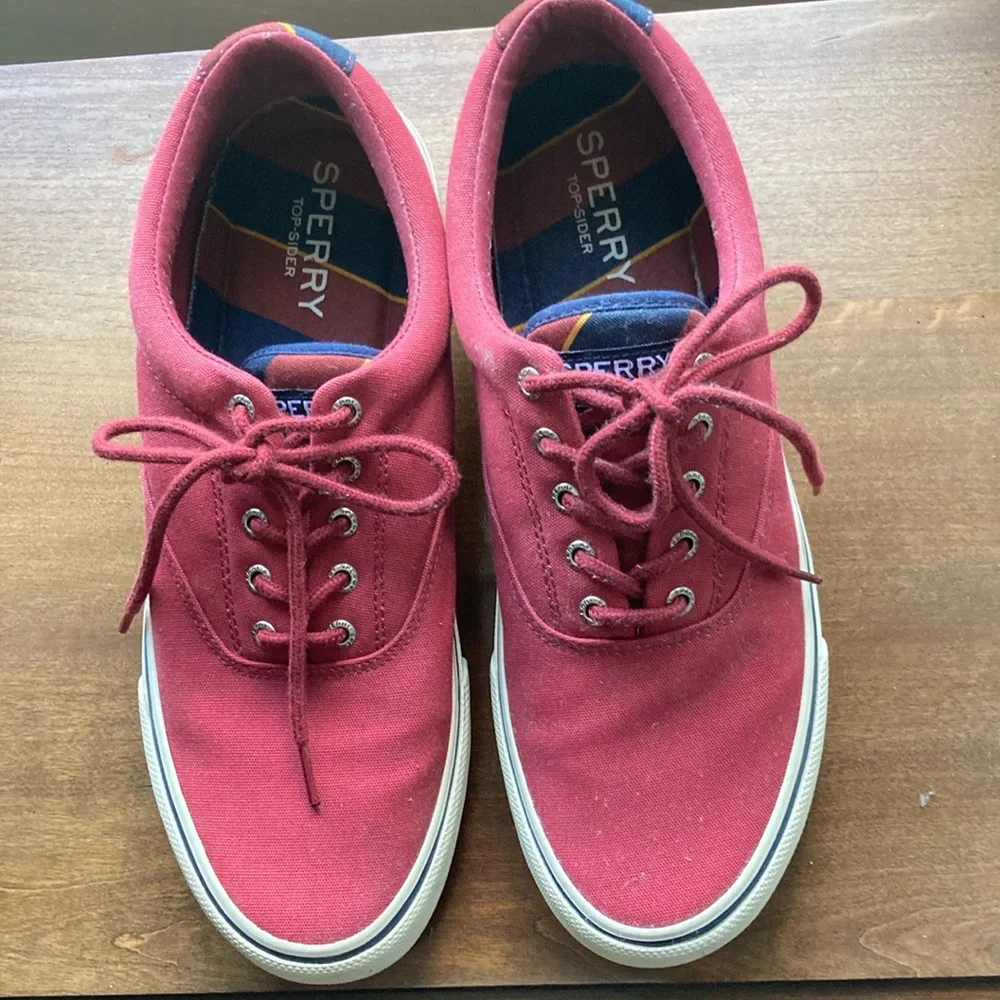 Sperry Red Canvas Boat Shoes with Classic Design